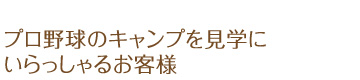 プロ野球のキャンプを見学にいらっしゃるお客様